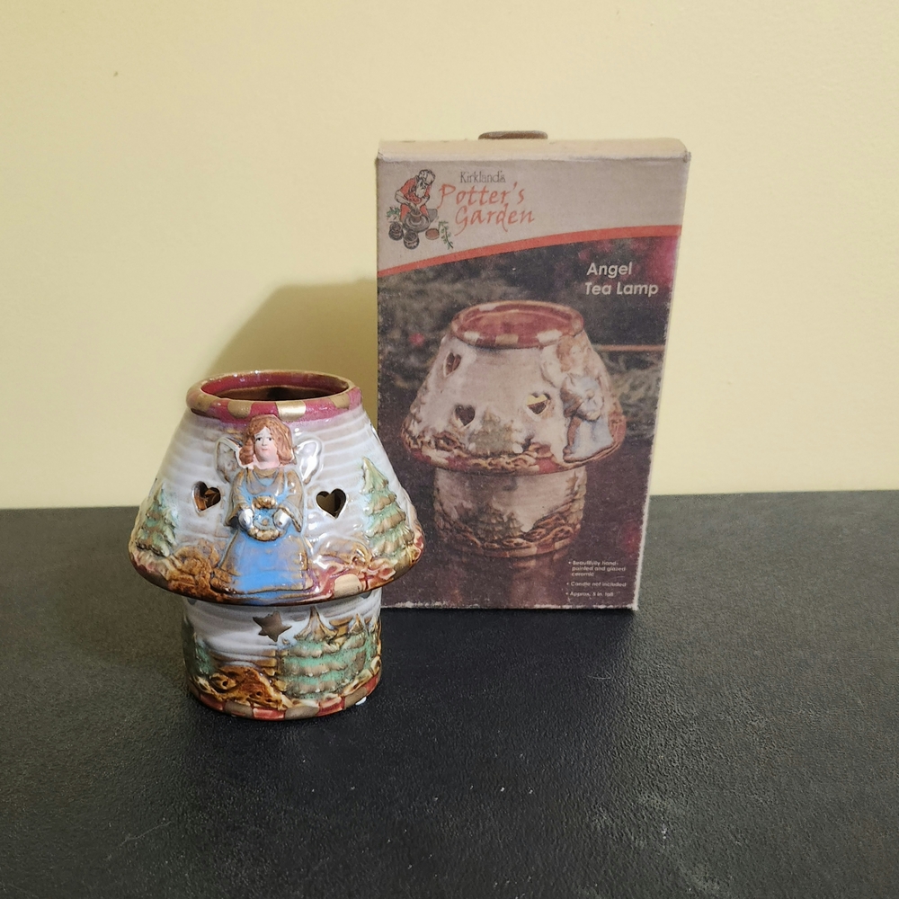 Kirklands Potter's Garden Angel Tea Lamp - Multicolor